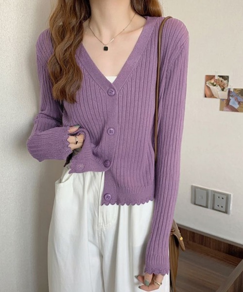 Miniministore(ミニミニストア)の「ニットカーディガン レディース 羽織り(カーディガン/ボレロ・レディース・パープル/ホワイト/ブラック/ブルー・FREE)」の13枚目の写真