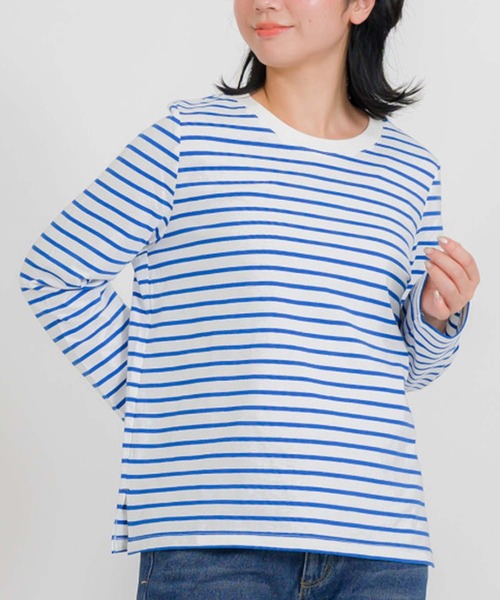 attiree(アティレー)の「ボーダープレーン長袖プルオーバー(Tシャツ/カットソー・レディース・ブルー/ブラック/イエロー/パープル・FREE)」の4枚目の写真