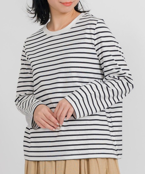 attiree(アティレー)の「ボーダープレーン長袖プルオーバー(Tシャツ/カットソー・レディース・ブルー/ブラック/イエロー/パープル・FREE)」の3枚目の写真