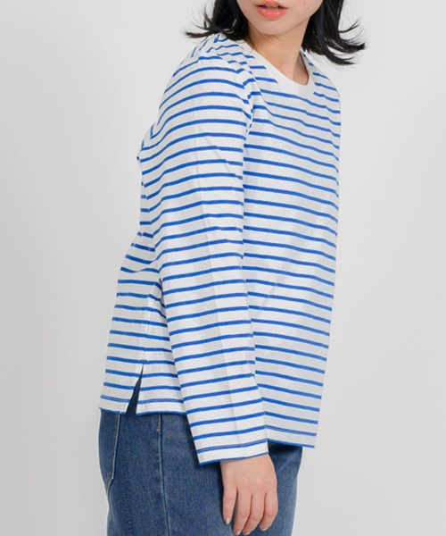 attiree(アティレー)の「ボーダープレーン長袖プルオーバー(Tシャツ/カットソー・レディース・ブルー/ブラック/イエロー/パープル・FREE)」の10枚目の写真