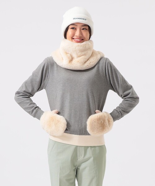 WOMEN〉フリース裏付き フェイクファー ネックウォーマー（ネック