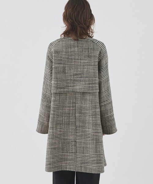 グレナカートチェック カラーレストレンチロングコート（ノーカラー