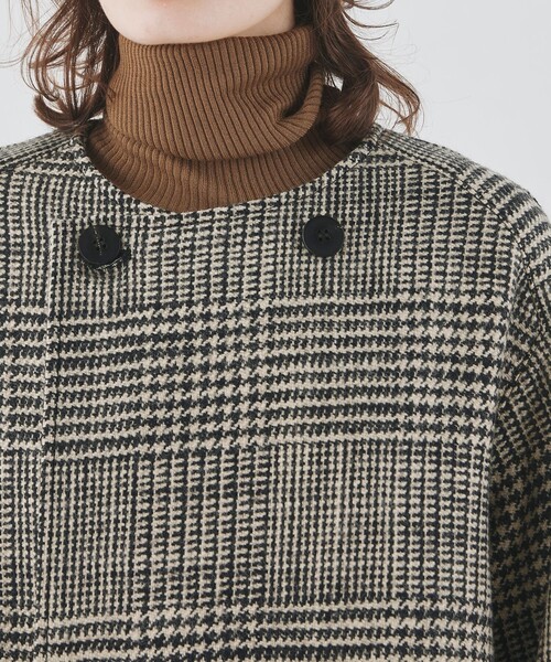 グレナカートチェック カラーレストレンチロングコート（ノーカラー