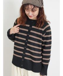 Samansa Mos2 | ボーダー2WAYカーディガン(カーディガン/ボレロ)