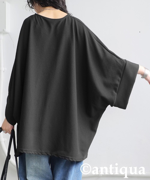 antiqua(アンティカ)の「ワイドシルエットトップス(Tシャツ/カットソー・レディース・ブラック/モカ・ONESIZE)」の4枚目の写真