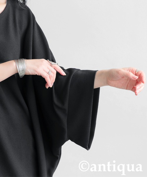 antiqua(アンティカ)の「ワイドシルエットトップス(Tシャツ/カットソー・レディース・ブラック/モカ・ONESIZE)」の6枚目の写真