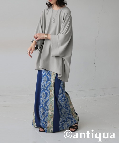 antiqua(アンティカ)の「ワイドシルエットトップス(Tシャツ/カットソー・レディース・ブラック/モカ・ONESIZE)」の10枚目の写真