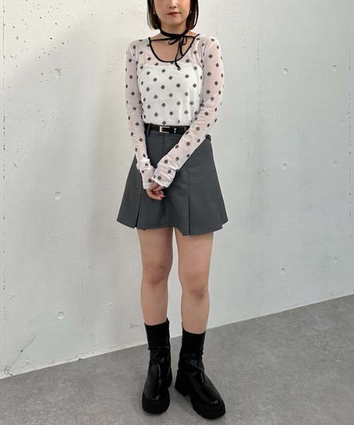 archives（アルシーヴ）の「フロッキープリントチュールＴＯＰＳ（Tシャツ/カットソー・レディース・ブルー/オフホワイト・MEDIUM）」の18枚目の写真