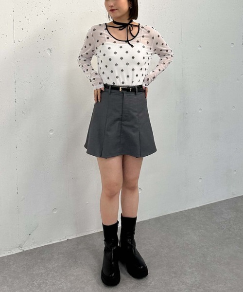 archives（アルシーヴ）の「フロッキープリントチュールＴＯＰＳ（Tシャツ/カットソー・レディース・ブルー/オフホワイト・MEDIUM）」の19枚目の写真