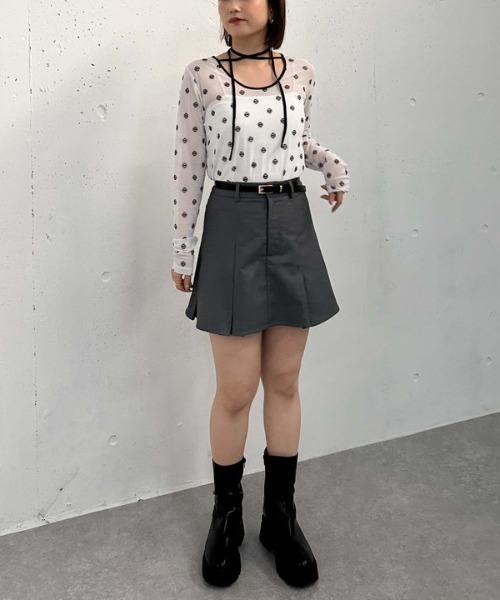 archives（アルシーヴ）の「フロッキープリントチュールＴＯＰＳ（Tシャツ/カットソー・レディース・ブルー/オフホワイト・MEDIUM）」の21枚目の写真