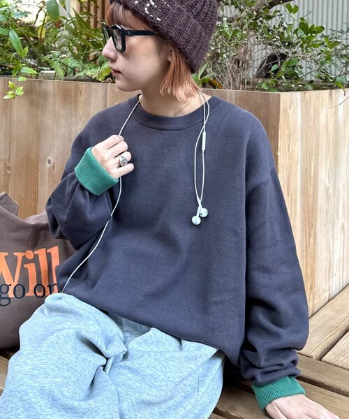 洗えるニット】ユニセックスビックシルエットロンTeeライクニット