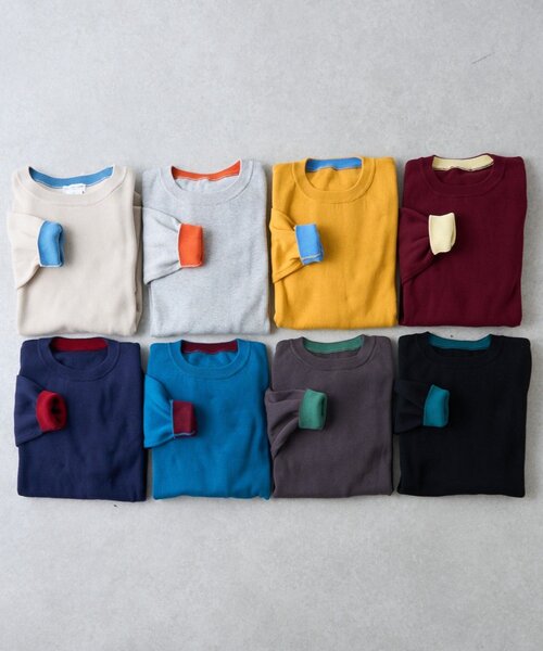 CIAOPANIC TYPY（チャオパニックティピー）の「【洗えるニット】ユニセックス/袖配色/ビックシルエットロンTeeライクニット（ニット/セーター・レディース・スカイブルー/ブラック/イエロー/レッド/ライトグレー/チャコールグレー/ホワイト系その他/バーガンディー/イエロー系その他/アイボリー/グレー系その他/ブラック系その他/ブルー系その他/ネイビー/ブルー/ブラウン・SMALL/X-LARGE/LARGE/MEDIUM）」の19枚目の写真