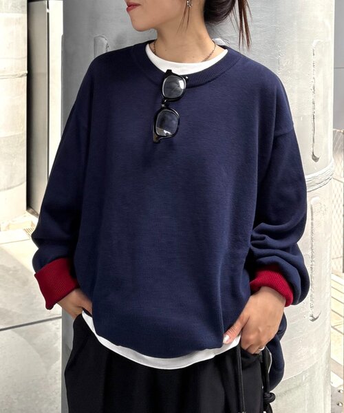 洗えるニット】ユニセックスビックシルエットロンTeeライクニット