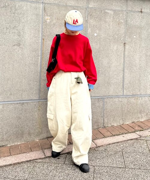 セール】【洗えるニット】ユニセックス/袖配色/ビックシルエットロン