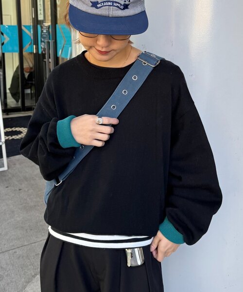 セール】【洗えるニット】ユニセックスビックシルエットロンTeeライク