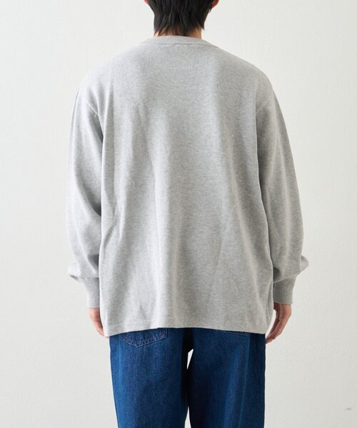 洗えるニット】ユニセックス/袖配色/ビックシルエットロンTeeライク