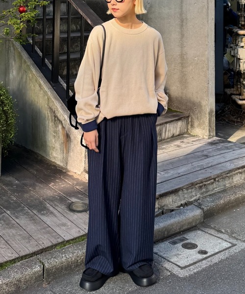 セール】【洗えるニット】ユニセックスビックシルエットロンTee