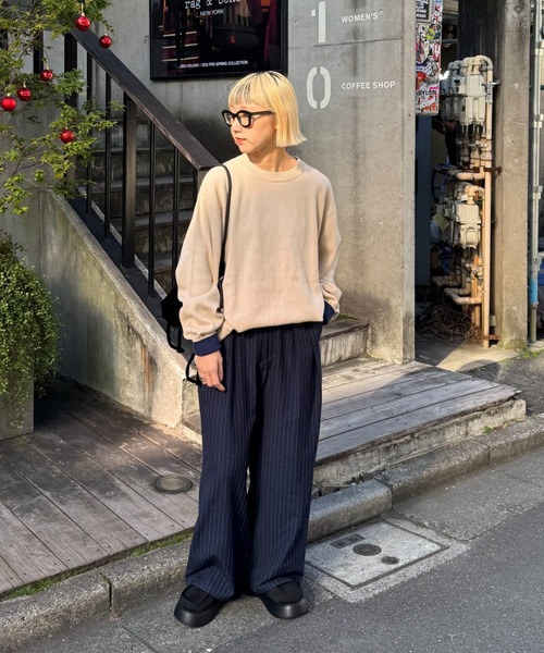 セール】【洗えるニット】ユニセックスビックシルエットロンTee