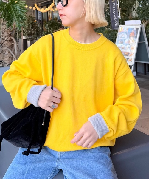 セール】【洗えるニット】ユニセックスビックシルエットロンTee
