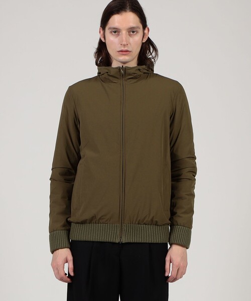 Herno ニットコンビダウンジャケット　カーキ セール】HERNO フーデッド ニットブルゾン（ブルゾン）｜HERNO（ヘルノ
