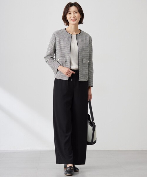 J.PRESS Ladies(J.プレス レディス)の「【洗える】Calameraリングメッシュ ジャケット(ノーカラージャケット・レディース・ブラック系5/ブラウン系5・XXS/XS/S)」の6枚目の写真