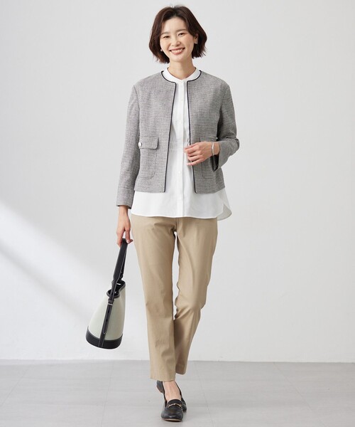 J.PRESS Ladies(J.プレス レディス)の「【洗える】Calameraリングメッシュ ジャケット(ノーカラージャケット・レディース・ブラック系5/ブラウン系5・XXS/XS/S)」の7枚目の写真
