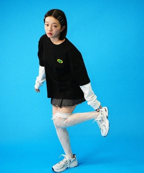 L.H.P（エルエイチピー）の「Parappa The Rapper/パラッパラッパー/胸ロゴワッペン刺繍フェイクレイヤードロンTEE（Tシャツ/カットソー・レディース・ブラック/グレー/オレンジ・M/L）」の11枚目の写真