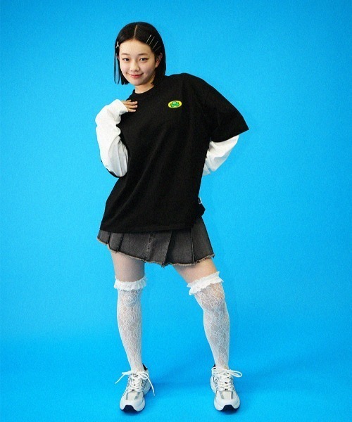 L.H.P（エルエイチピー）の「Parappa The Rapper/パラッパラッパー/胸ロゴワッペン刺繍フェイクレイヤードロンTEE（Tシャツ/カットソー・レディース・ブラック/グレー/オレンジ・M/L）」の14枚目の写真