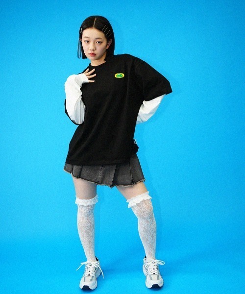 L.H.P（エルエイチピー）の「Parappa The Rapper/パラッパラッパー/胸ロゴワッペン刺繍フェイクレイヤードロンTEE（Tシャツ/カットソー・レディース・ブラック/グレー/オレンジ・M/L）」の15枚目の写真