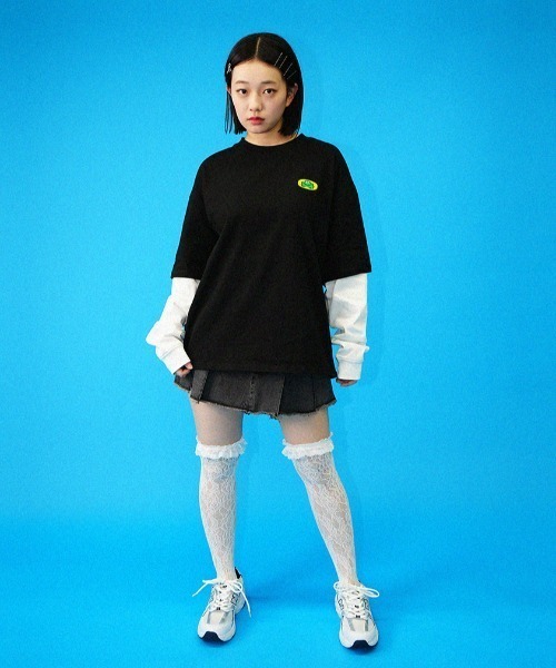 L.H.P（エルエイチピー）の「Parappa The Rapper/パラッパラッパー/胸ロゴワッペン刺繍フェイクレイヤードロンTEE（Tシャツ/カットソー・レディース・ブラック/グレー/オレンジ・M/L）」の18枚目の写真