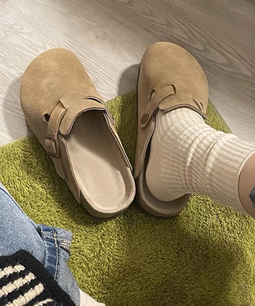セール】サボサンダル スエードタッチ ベルト クロッグサンダル