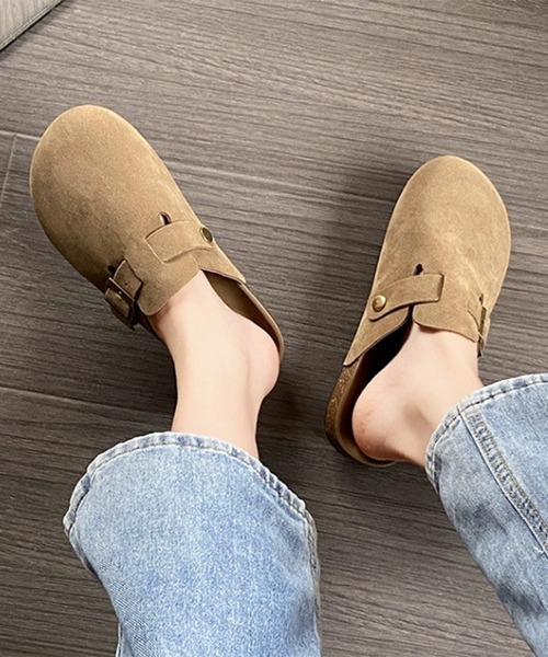 サボサンダル スエードタッチ ベルト クロッグサンダル（サンダル