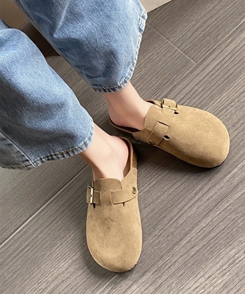 セール】サボサンダル スエードタッチ ベルト クロッグサンダル