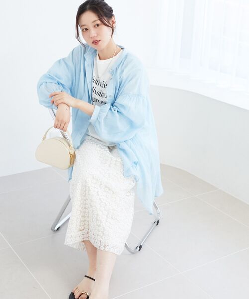 le.coeur blanc（ルクールブラン）の「メッセージロゴロングTシャツ（Tシャツ/カットソー・レディース・グレー/オフホワイト・38）」の7枚目の写真