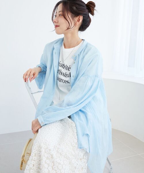 le.coeur blanc（ルクールブラン）の「メッセージロゴロングTシャツ（Tシャツ/カットソー・レディース・グレー/オフホワイト・38）」の8枚目の写真