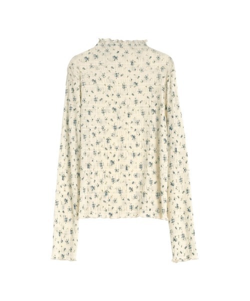 Re:EDIT（リエディ）の「[2025SS COLLECTION]スモッキングリバティレースフラワー柄ハイネックトップス（Tシャツ/カットソー・レディース・アイボリー・MEDIUM）」の2枚目の写真
