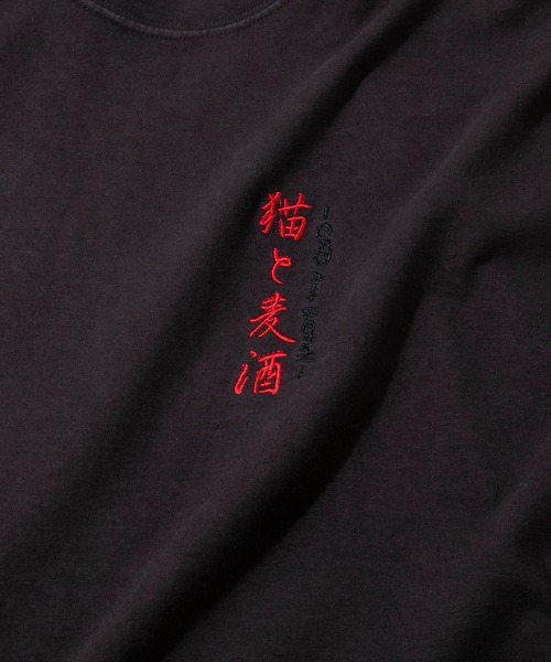 go slow caravan(ゴースローキャラバン)の「メランジェ G/D 猫と麦酒 ロングスリーブ BIG TEE(Tシャツ/カットソー・メンズ・ブラック/ライトグレー・X-LARGE/LARGE/MEDIUM)」の5枚目の写真