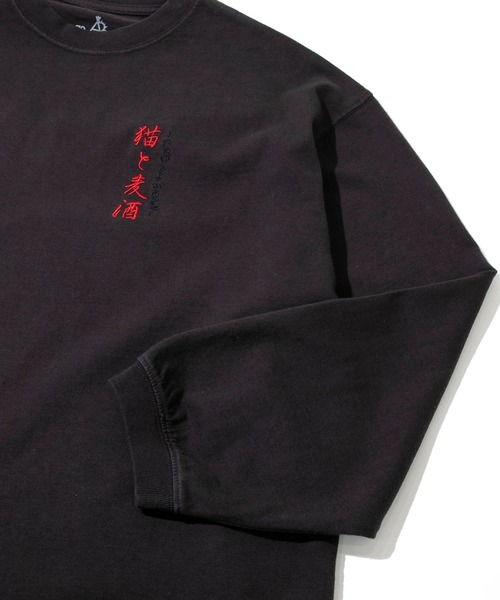go slow caravan(ゴースローキャラバン)の「メランジェ G/D 猫と麦酒 ロングスリーブ BIG TEE(Tシャツ/カットソー・メンズ・ブラック/ライトグレー・X-LARGE/LARGE/MEDIUM)」の7枚目の写真