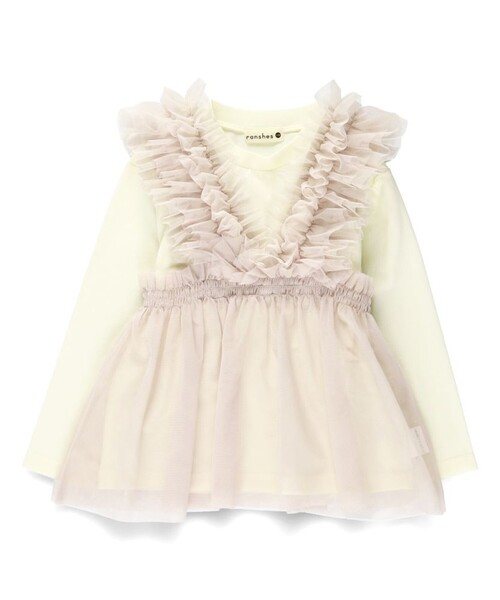 BRANSHES（ブランシェス）の「チュールビスチェ×長袖Ｔシャツ トップスセット（Tシャツ/カットソー・キッズ・ピンク/グレー・90/100/110/120/80/130/140/150）」の4枚目の写真