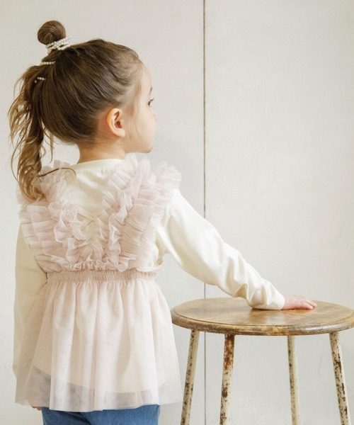 BRANSHES（ブランシェス）の「チュールビスチェ×長袖Ｔシャツ トップスセット（Tシャツ/カットソー・キッズ・ピンク/グレー・90/100/110/120/80/130/140/150）」の19枚目の写真