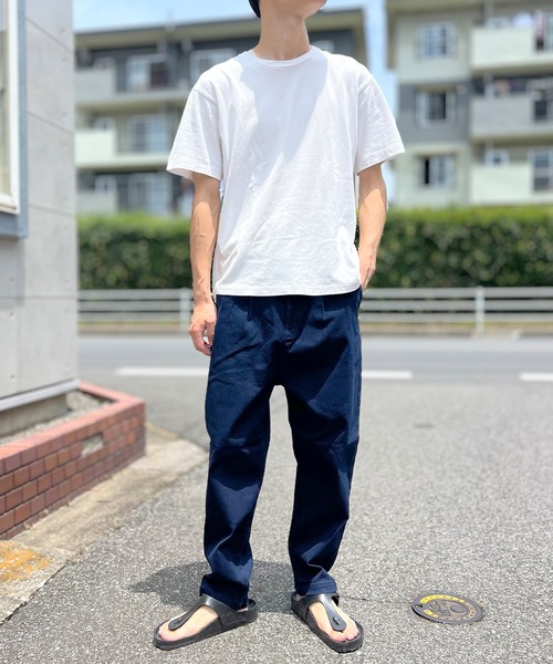 デニムパンツ ワイド テーパードパンツ タック入り キレイめ デニム