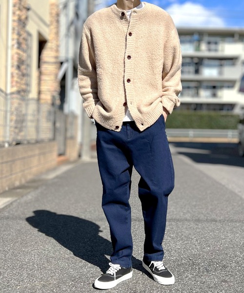 BEATJIVE(ビートジャイブ)の「デニムパンツ ワイド テーパードパンツ タック入り キレイめ デニムスラックス ジーンズ メンズ(デニムパンツ・メンズ・インディゴブルー/ブラック・3/2)」の3枚目の写真