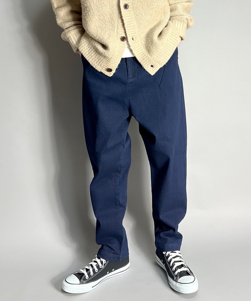 BEATJIVE(ビートジャイブ)の「デニムパンツ ワイド テーパードパンツ タック入り キレイめ デニムスラックス ジーンズ メンズ(デニムパンツ・メンズ・インディゴブルー/ブラック・3/2)」の10枚目の写真