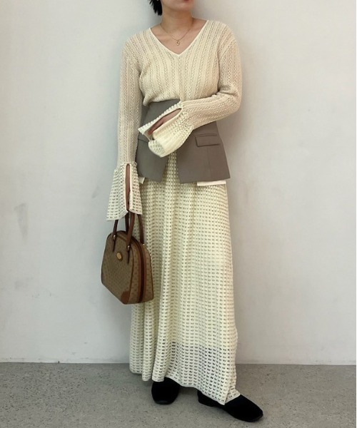 セール】LADY CROCHET KNIT DRESS（ワンピース）｜Ameri（アメリ