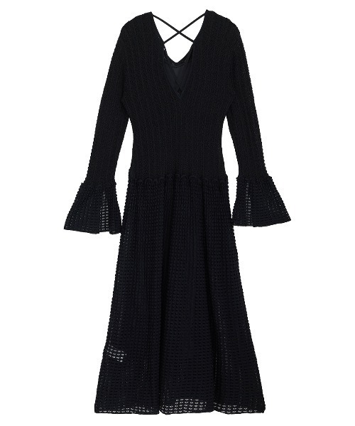 ワンピース AMERI UND CROSS NECK CROCHET KNIT DRESS LADY CROCHET KNIT DRESS（ワンピース）｜Ameri（アメリ）の