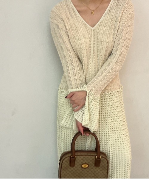 LADY CROCHET KNIT DRESS（ワンピース）｜Ameri（アメリ）の