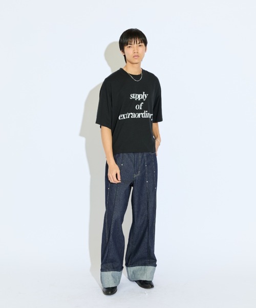 Lui's（ルイス）の「【Neucon/ニューコン】メッセージグラフィッククロップドBIGT（Tシャツ/カットソー・メンズ・ブラック/グリーン/ホワイト・FREE）」の12枚目の写真