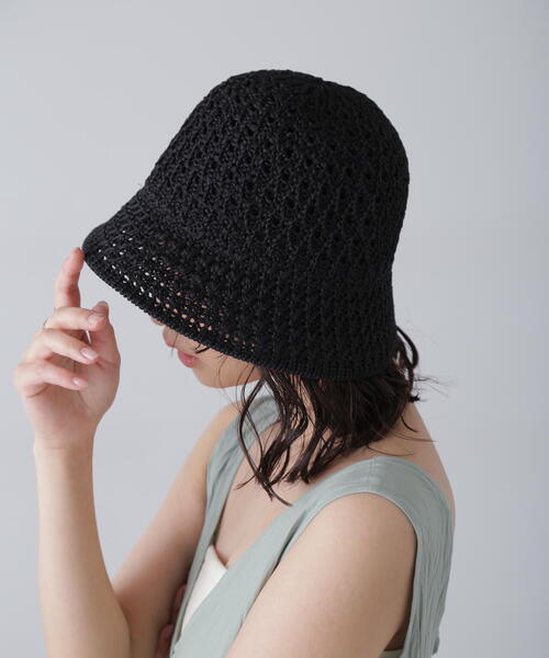 FREE'S MART(フリーズマート)の「◇クロシェハット(ハット・レディース・ベージュ/ブラック・フリ-)」の6枚目の写真