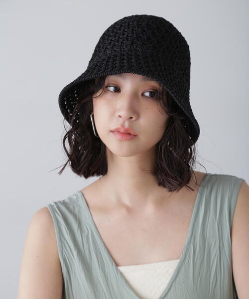 FREE'S MART(フリーズマート)の「◇クロシェハット(ハット・レディース・ベージュ/ブラック・フリ-)」の7枚目の写真