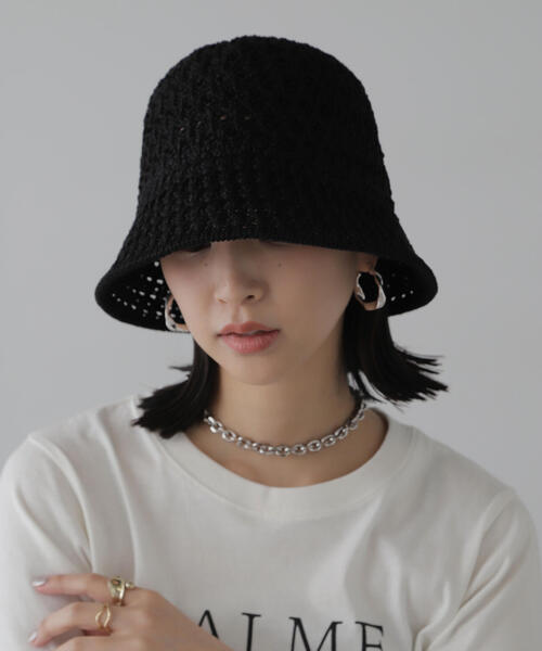 FREE'S MART(フリーズマート)の「◇クロシェハット(ハット・レディース・ベージュ/ブラック・フリ-)」の8枚目の写真